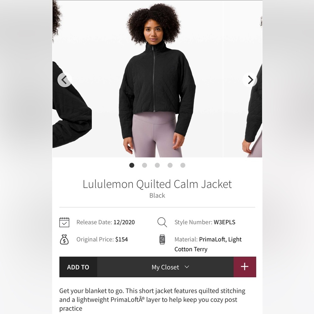 Lululemon Cropped Quilted Jacket